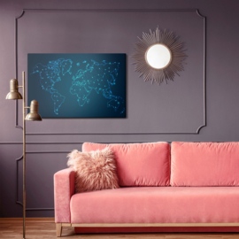 Canvasdoek Modernist Blue World Map