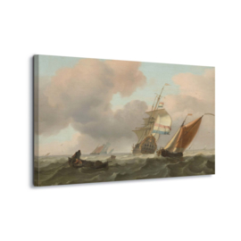 Canvasdoek Woelige zee met schepen, Ludolf Bakhuysen, 1697