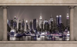 Fotobehang Doorkijk New York  Skyline Pilaren