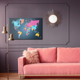 Canvasdoek Multicolored Political World Map
