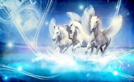 Fotobehang Gevleugelde Paarden Pegasus Blauw
