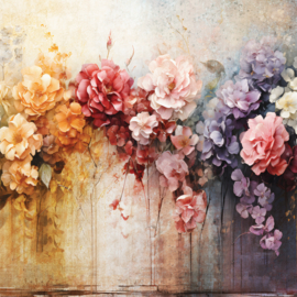 Fotobehang Wandschildering gekleurde bloemen