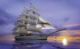 Fotobehang Tallship bij Zonsondergang
