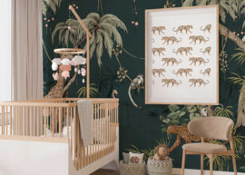 Annet Weelink Jungle Jazz Dark Teal Mural (met gratis lijm!)