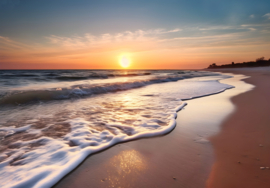 Fotobehang Strand bij zonsondergang