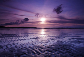 Fotobehang Zonsondergang bij Strand