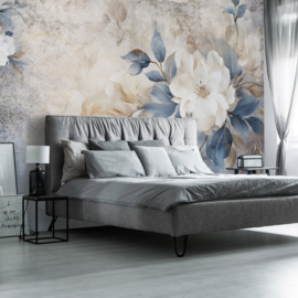 Fotobehang Wandschildering grijze bloem