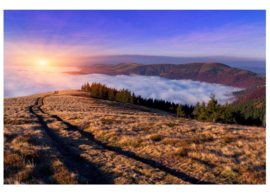 Fotobehang Zonsopkomst in de bergen