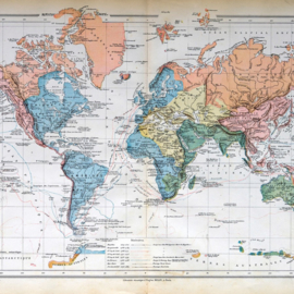 Fotobehang Wereldkaart in verschillende kleuren