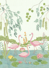 Komar Into Adventure IAX4-0044 Flamingo Vibes  200cm x 280cm hoog