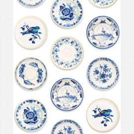 Studio Ditte Porselein behang blauw & goud (versie 2024) met gratis lijm!