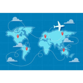 Fotobehang World Map Fly