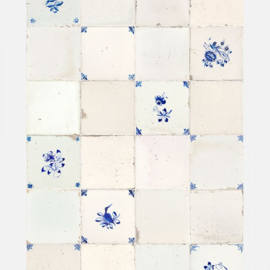 Studio Ditte Botanisch tegeltjes behang donkerblauw (met gratis lijm!)