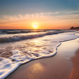Fotobehang Strand bij zonsondergang