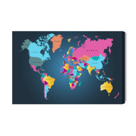 Canvasdoek Multicolored Political World Map