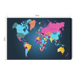 Canvasdoek Multicolored Political World Map