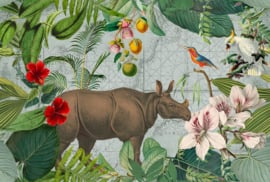 Fotowand Jungle Rhino by Andrea Haase afm. 400cm x 270cm hoog