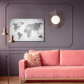 Canvasdoek World Map In Shades Of Grey