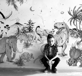 Annet Weelink Prehistoric Black/White Mural