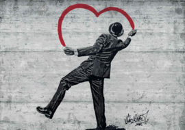 Fotobehang Banksy Graffiti op Betonmuur