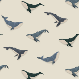 Studio Ditte Walvis behang crème (met gratis lijm!)