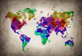 Fotobehang Watercolour World Map Atlas