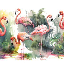 Fotobehang Flamingo's