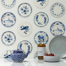 Studio Ditte Porselein behang blauw (versie 2024) met gratis lijm!