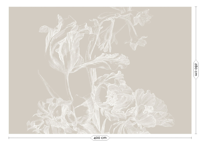 Kek Book III wp-749 Engraved Flowers 400cm breed x 280cm hoog