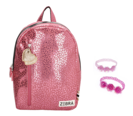 Zebra Rugzak Pink metalic Leo (m) + gratis kadootje