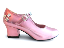 Prinsessen Schoenen Pink Metalic Glitter Hart + gratis glitter armband