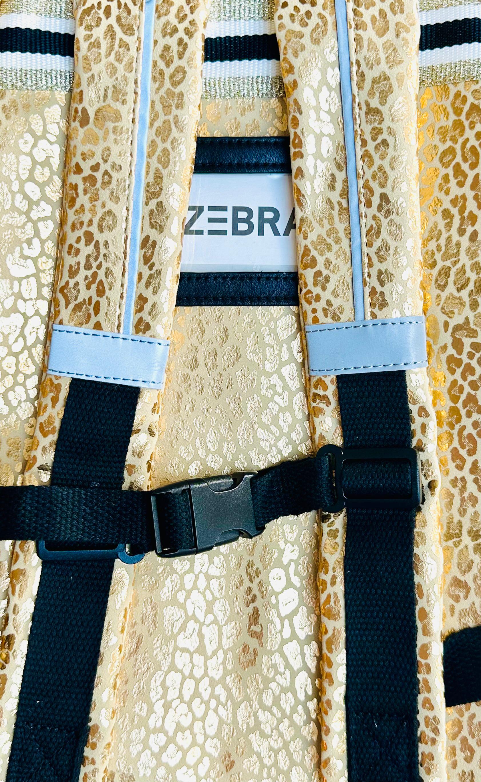 Zebra Rugzak Gold metallic Leo (m) - rugtas, schooltas, kinderrugzak + kadootje