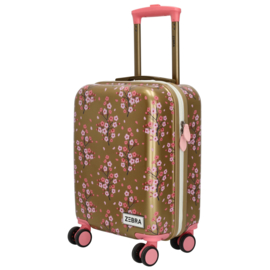 Zebra Trolley Koffer Gold Flowers + armbandje