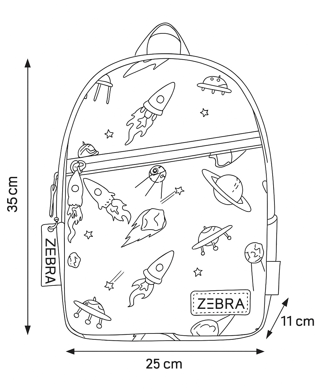 Zebra Rugzak Space - rugtas + Dino Ei
