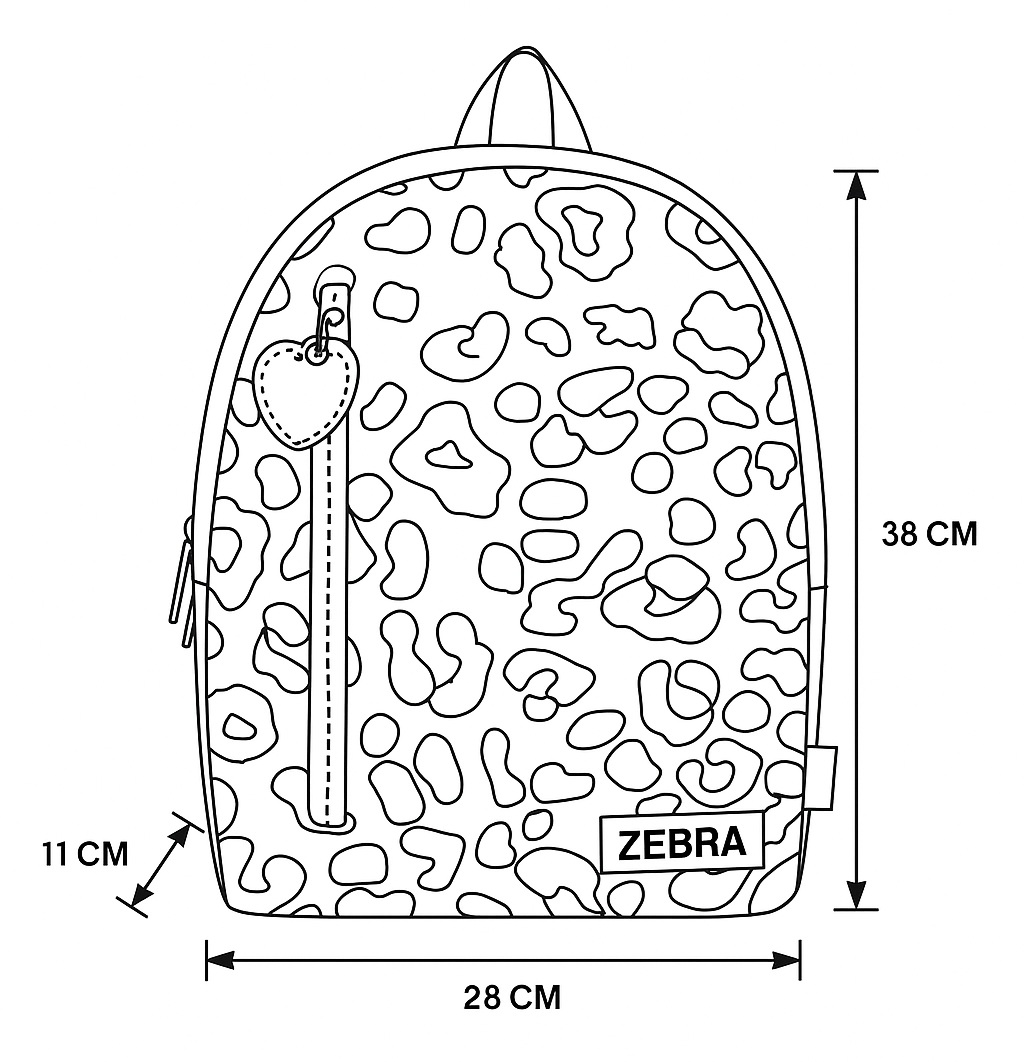Zebra Rugzak Panter Purple - rugtas, schooltas, kinderrugzak + armbandje