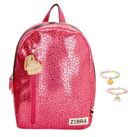 Zebra Rugzak Pink metalic Leo (m) + gratis kadootje