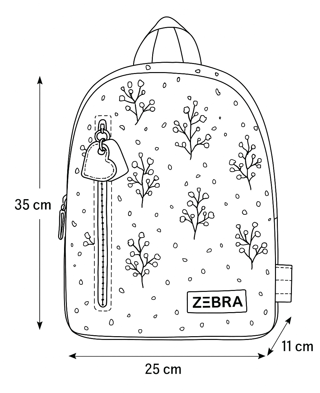 Zebra Rugzak Gold flowers - rugtas, schooltas, kinderrugzak + kadootje