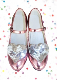 Prinsessen Schoenen Pink Metalic Glitter Hart + gratis glitter armband