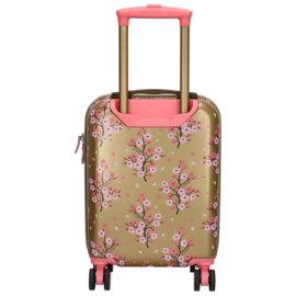 Zebra Trolley Koffer Gold Flowers + armbandje