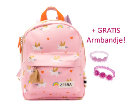 Zebra Rugzak Unicorn Love (s) + gratis armbandje