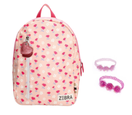 Zebra Rugzak Flowers Pink (m) + gratis armbandje