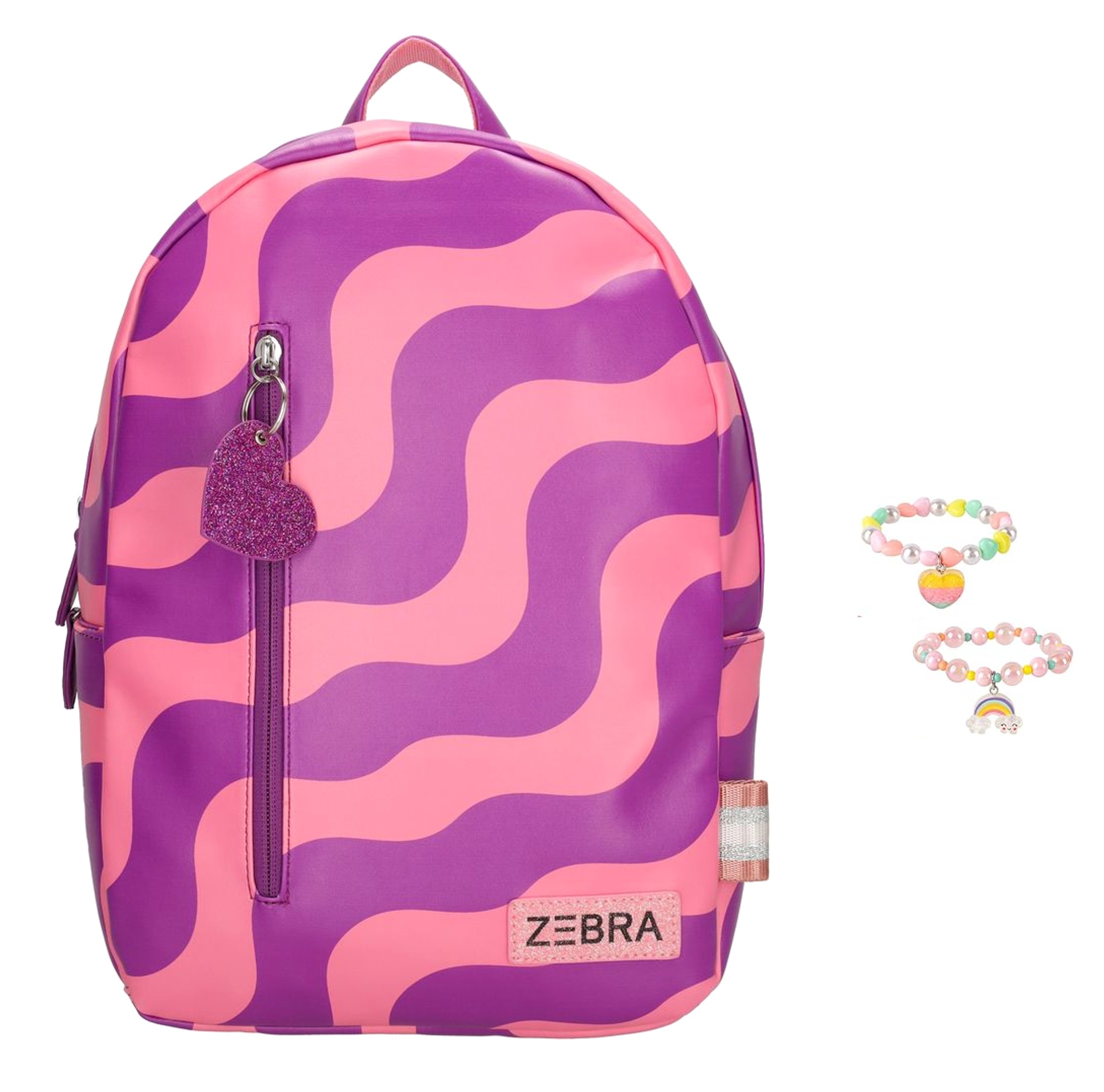 Zebra Rugzak Pink Waves - rugtas, schooltas, kinderrugzak + kadootje