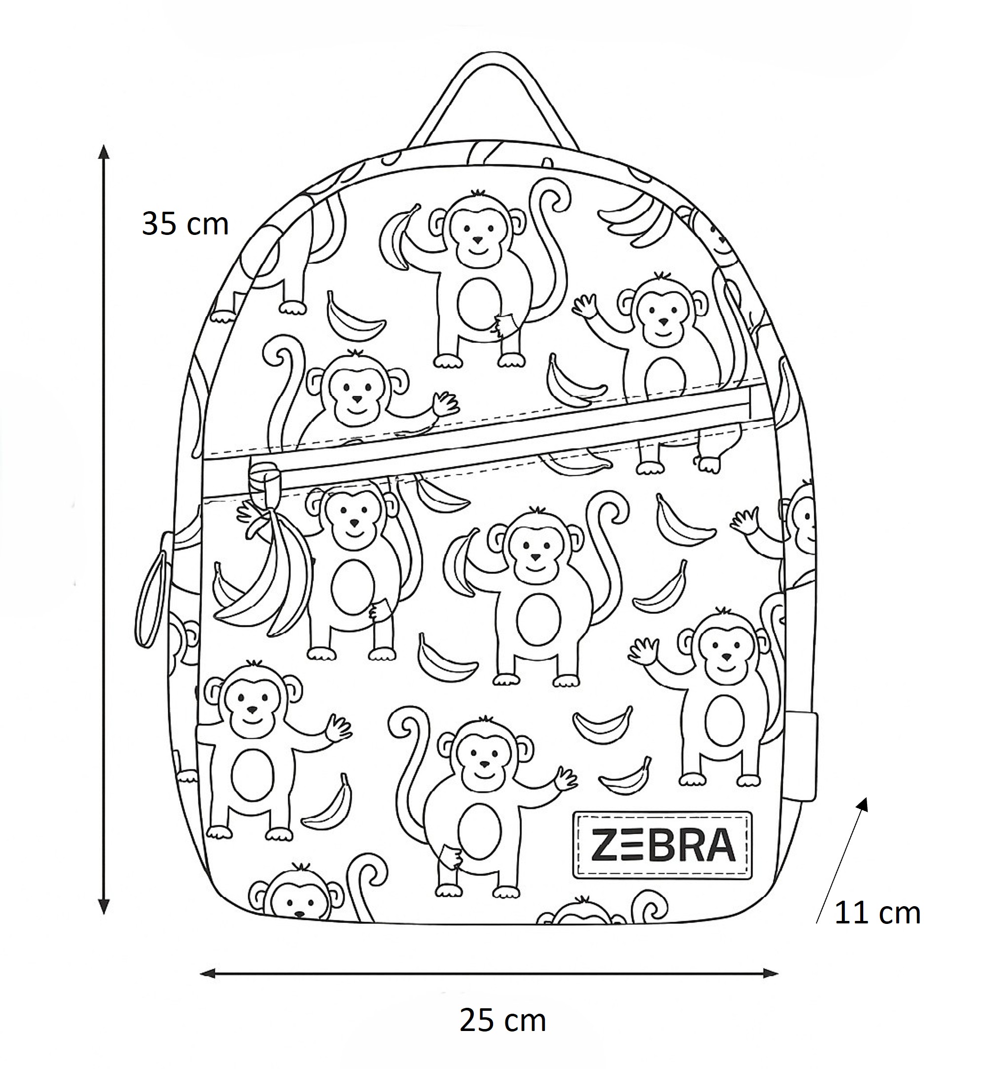 Zebra Rugzak Aapjes - rugtas, schooltas, kinderrugzak + kadootje