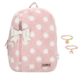 Zebra Rugzak Luna Pink Dots - rugtas, schooltas, kinderrugzak + kadootje