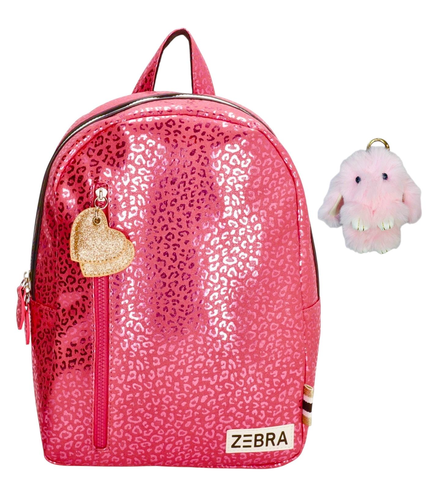 Zebra Rugzak Pink metalic Leo (m) + Kadootje