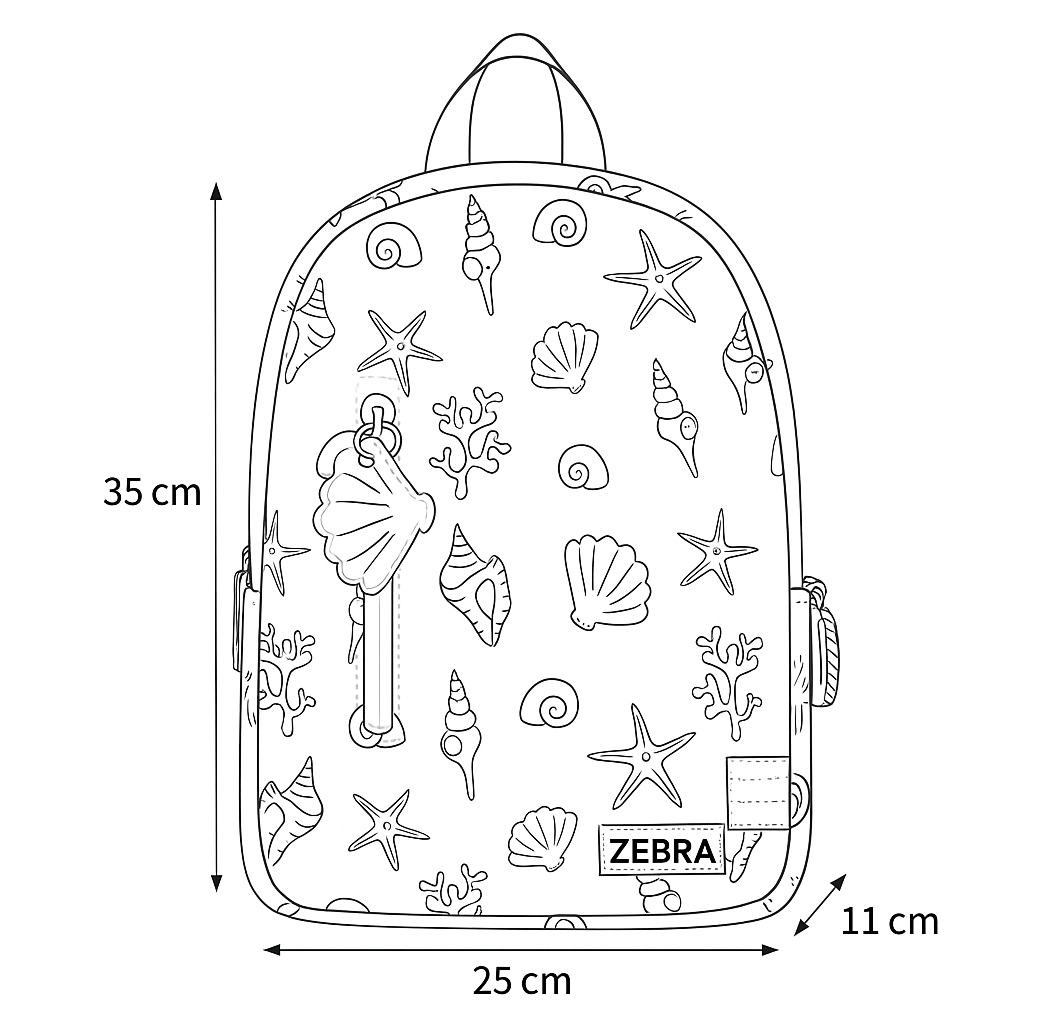 Zebra Rugzak Schelpen - rugtas, schooltas, kinderrugzak + kadootje