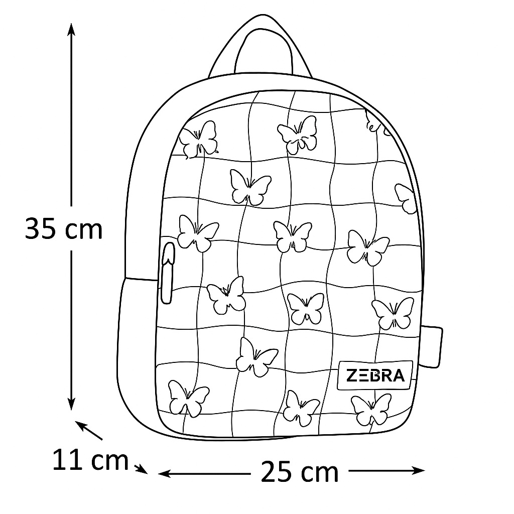 Zebra Rugzak Vlinders - rugtas, schooltas, kinderrugzak + kadootje