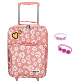 Zebra Koffer Trolley Flowers Happy + armbandje