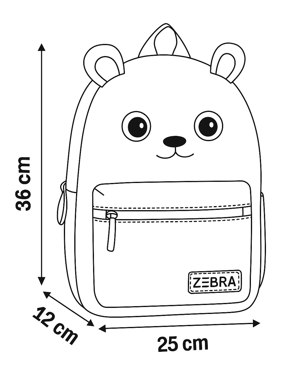 Zebra Rugzak Buddies Bear - rugtas, schooltas, kinderrugzak + kadootje