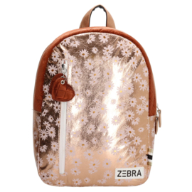 Zebra Rugzak Gold metallic flowers - rugtas, schooltas, kinderrugzak + kadootje